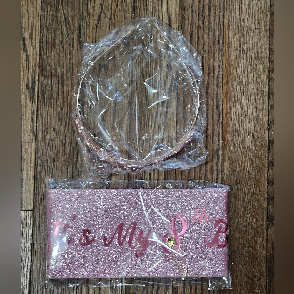 New 8th birthday metal tiara and sash